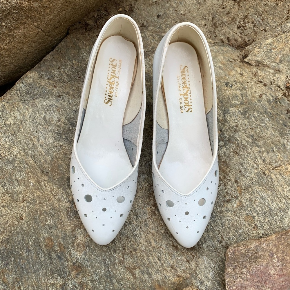 Leather‎ Polka Dot Career Cutout Shoes Women Size 6.5